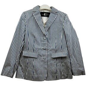 Luisa Cerano Designer Women's Striped Blazer Jacket White & Navy Size 6